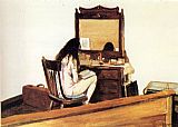 Reading a Book Paintings - Interior Model Reading by Edward Hopper